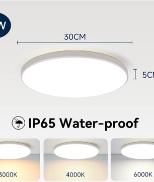 Waterdichte LED Plafondlamp Badkamer – Ronde LED Plafondverlichting 18W / 30W / 40W voor Keuken, Woonkamer en Toilet