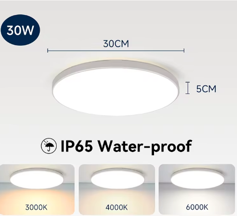 Waterdichte LED Plafondlamp Badkamer – Ronde LED Plafondverlichting 18W / 30W / 40W voor Keuken, Woonkamer en Toilet