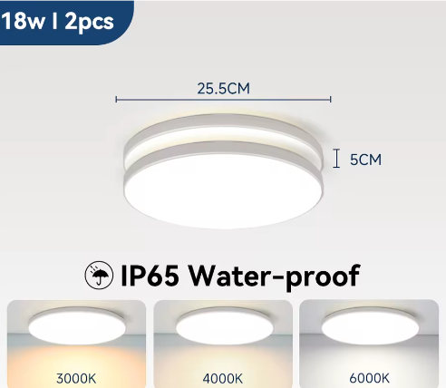 Waterdichte LED Plafondlamp Badkamer – Ronde LED Plafondverlichting 18W / 30W / 40W voor Keuken, Woonkamer en Toilet