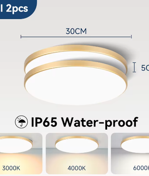 Waterdichte LED Plafondlamp Badkamer – Ronde LED Plafondverlichting 18W / 30W / 40W voor Keuken, Woonkamer en Toilet