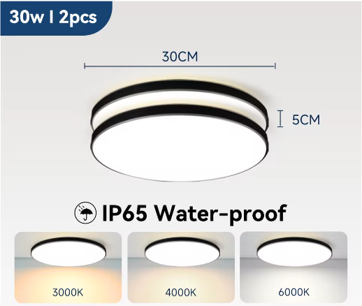 Waterdichte LED Plafondlamp Badkamer – Ronde LED Plafondverlichting 18W / 30W / 40W voor Keuken, Woonkamer en Toilet