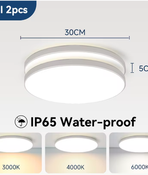 Waterdichte LED Plafondlamp Badkamer – Ronde LED Plafondverlichting 18W / 30W / 40W voor Keuken, Woonkamer en Toilet