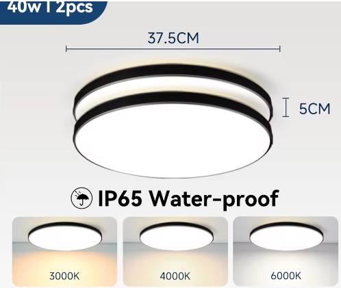 Waterdichte LED Plafondlamp Badkamer – Ronde LED Plafondverlichting 18W / 30W / 40W voor Keuken, Woonkamer en Toilet
