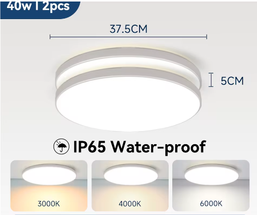 Waterdichte LED Plafondlamp Badkamer – Ronde LED Plafondverlichting 18W / 30W / 40W voor Keuken, Woonkamer en Toilet
