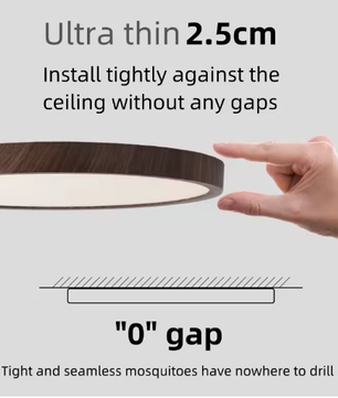 LED Plafondlamp met Houtnerf – Ultradun Rond Design met 3-Kleuren Verlichting voor Woonkamer, Keuken en Badkamer
