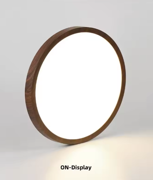 LED Plafondlamp met Houtnerf – Ultradun Rond Design met 3-Kleuren Verlichting voor Woonkamer, Keuken en Badkamer