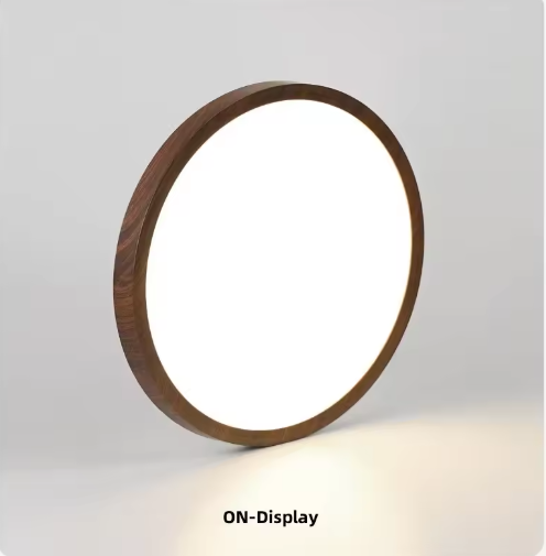 LED Plafondlamp met Houtnerf – Ultradun Rond Design met 3-Kleuren Verlichting voor Woonkamer, Keuken en Badkamer