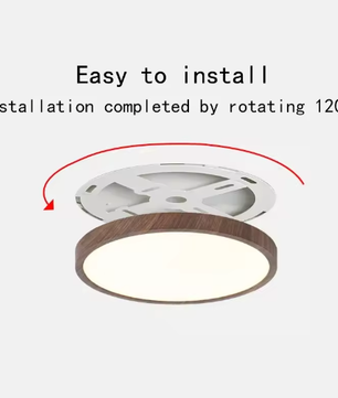 LED Plafondlamp met Houtnerf – Ultradun Rond Design met 3-Kleuren Verlichting voor Woonkamer, Keuken en Badkamer