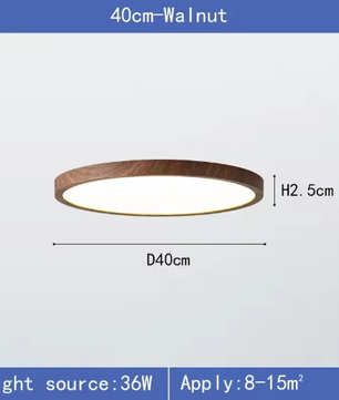 LED Plafondlamp met Houtnerf – Ultradun Rond Design met 3-Kleuren Verlichting voor Woonkamer, Keuken en Badkamer