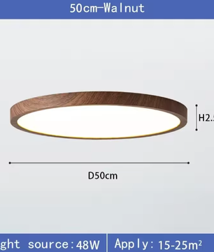 LED Plafondlamp met Houtnerf – Ultradun Rond Design met 3-Kleuren Verlichting voor Woonkamer, Keuken en Badkamer