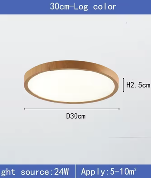 LED Plafondlamp met Houtnerf – Ultradun Rond Design met 3-Kleuren Verlichting voor Woonkamer, Keuken en Badkamer