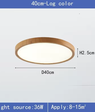 LED Plafondlamp met Houtnerf – Ultradun Rond Design met 3-Kleuren Verlichting voor Woonkamer, Keuken en Badkamer