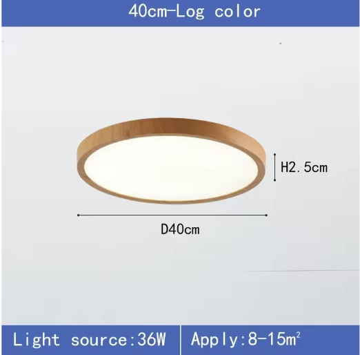 LED Plafondlamp met Houtnerf – Ultradun Rond Design met 3-Kleuren Verlichting voor Woonkamer, Keuken en Badkamer
