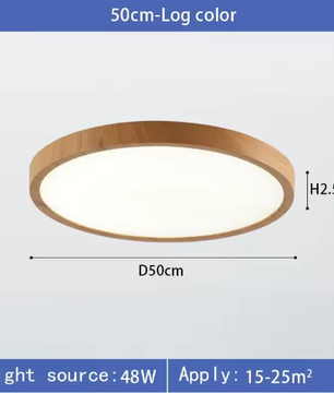 LED Plafondlamp met Houtnerf – Ultradun Rond Design met 3-Kleuren Verlichting voor Woonkamer, Keuken en Badkamer