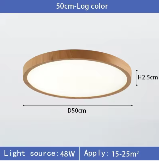 LED Plafondlamp met Houtnerf – Ultradun Rond Design met 3-Kleuren Verlichting voor Woonkamer, Keuken en Badkamer