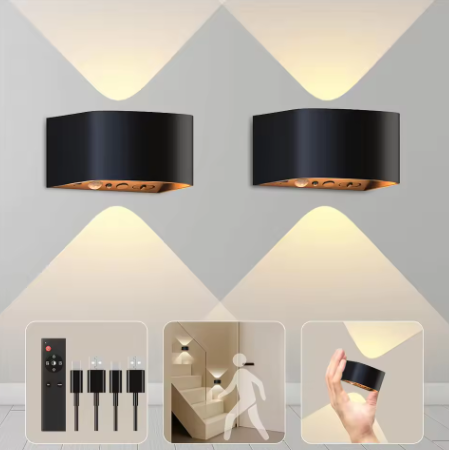 2-delige Draadloze LED Wandlamp met Bewegingssensor – 3 Lichtkleuren, Oplaadbaar, Up en Down Verlichting