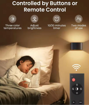 2-delige Draadloze LED Wandlamp met Bewegingssensor – 3 Lichtkleuren, Oplaadbaar, Up en Down Verlichting