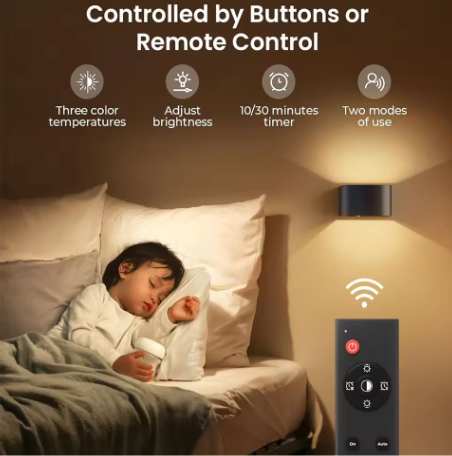 2-delige Draadloze LED Wandlamp met Bewegingssensor – 3 Lichtkleuren, Oplaadbaar, Up en Down Verlichting