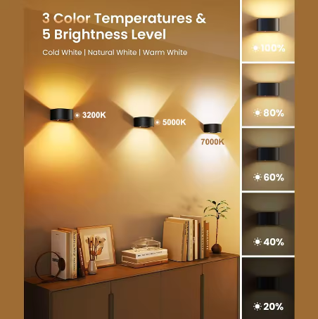2-delige Draadloze LED Wandlamp met Bewegingssensor – 3 Lichtkleuren, Oplaadbaar, Up en Down Verlichting