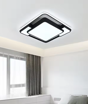 LED Plafondlamp Zwart Vierkant Gebogen – Moderne Opbouwlamp, Koel Wit Licht 6000K