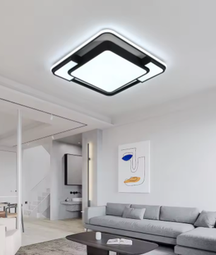 LED Plafondlamp Zwart Vierkant Gebogen – Moderne Opbouwlamp, Koel Wit Licht 6000K