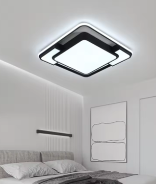 LED Plafondlamp Zwart Vierkant Gebogen – Moderne Opbouwlamp, Koel Wit Licht 6000K