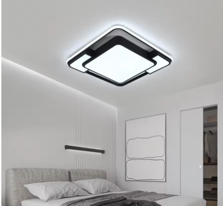 LED Plafondlamp Zwart Vierkant Gebogen – Moderne Opbouwlamp, Koel Wit Licht 6000K