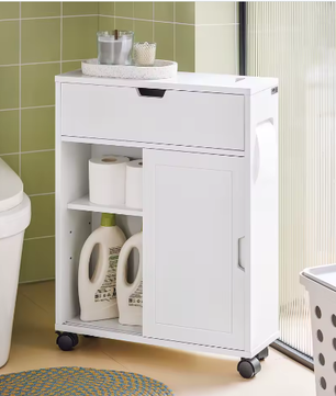 Smalle Badkamer Nisplank – Trolley met 2 Schuifdeuren en Klep