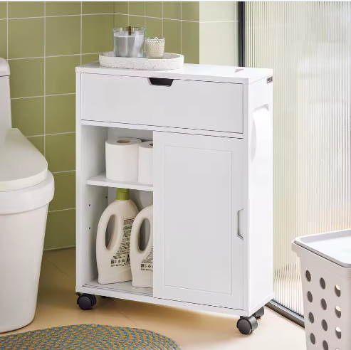 Smalle Badkamer Nisplank – Trolley met 2 Schuifdeuren en Klep