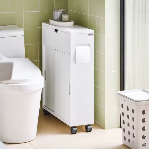 Smalle Badkamer Nisplank – Trolley met 2 Schuifdeuren en Klep