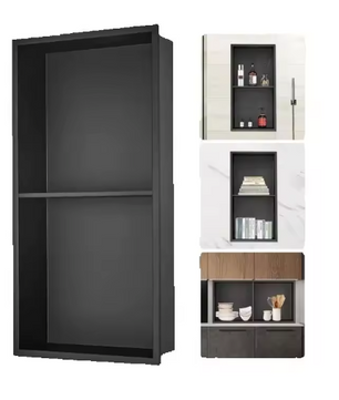 Douche-niche 304 RVS – Verzonken Wandnis met Dubbele Planken voor Badkamer en Zeepopslag