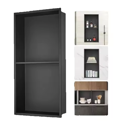 Douche-niche 304 RVS – Verzonken Wandnis met Dubbele Planken voor Badkamer en Zeepopslag