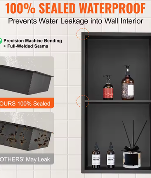 Douche-niche 304 RVS – Verzonken Wandnis met Dubbele Planken voor Badkamer en Zeepopslag