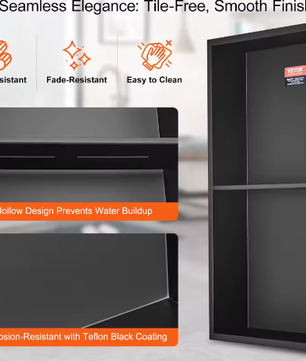 Douche-niche 304 RVS – Verzonken Wandnis met Dubbele Planken voor Badkamer en Zeepopslag