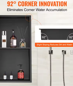 Douche-niche 304 RVS – Verzonken Wandnis met Dubbele Planken voor Badkamer en Zeepopslag