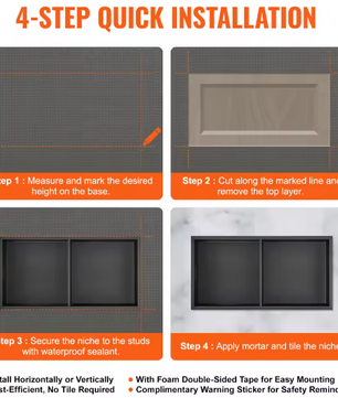 Douche-niche 304 RVS – Verzonken Wandnis met Dubbele Planken voor Badkamer en Zeepopslag