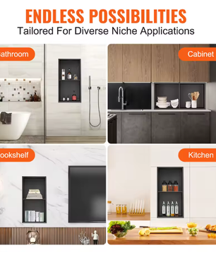 Douche-niche 304 RVS – Verzonken Wandnis met Dubbele Planken voor Badkamer en Zeepopslag