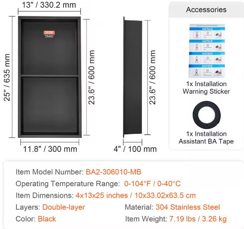 Douche-niche 304 RVS – Verzonken Wandnis met Dubbele Planken voor Badkamer en Zeepopslag