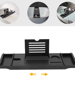 Uitbreidbare Badkuipplank van Bamboe – Badopbergrek en Badserveerblad voor Kaarsen, Handdoeken en Badaccessoires