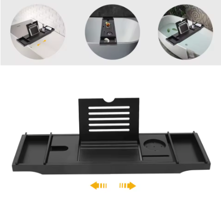 Uitbreidbare Badkuipplank van Bamboe – Badopbergrek en Badserveerblad voor Kaarsen, Handdoeken en Badaccessoires