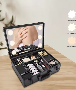 LED Make-up Tas met Spiegel – Draagbare Cosmetische Opbergdoos met Verlichting en Compartimenten