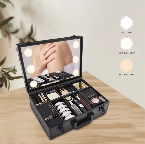 LED Make-up Tas met Spiegel – Draagbare Cosmetische Opbergdoos met Verlichting en Compartimenten