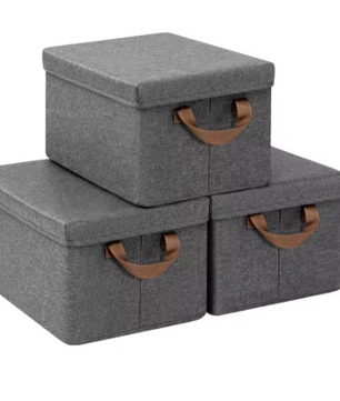 Opvouwbare Stoffen Opbergdozen met Deksel en Handvatten – Set van 3 of 5, Grote Organizer voor Kleding, Dekbedden en Speelgoed