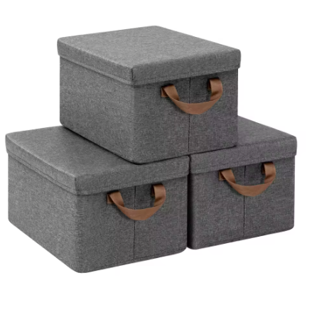 Opvouwbare Stoffen Opbergdozen met Deksel en Handvatten – Set van 3 of 5, Grote Organizer voor Kleding, Dekbedden en Speelgoed