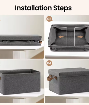 Opvouwbare Stoffen Opbergdozen met Deksel en Handvatten – Set van 3 of 5, Grote Organizer voor Kleding, Dekbedden en Speelgoed