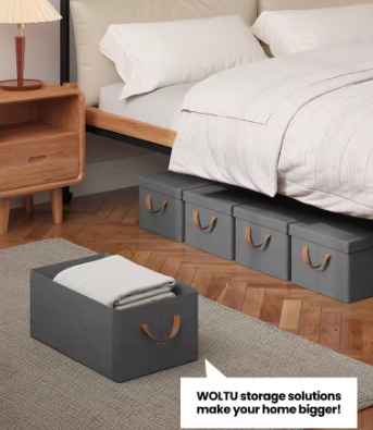 Opvouwbare Stoffen Opbergdozen met Deksel en Handvatten – Set van 3 of 5, Grote Organizer voor Kleding, Dekbedden en Speelgoed