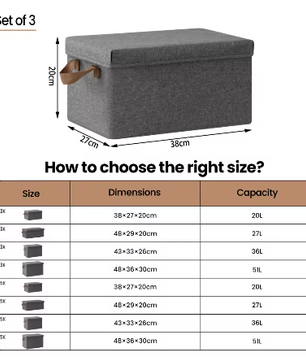 Opvouwbare Stoffen Opbergdozen met Deksel en Handvatten – Set van 3 of 5, Grote Organizer voor Kleding, Dekbedden en Speelgoed