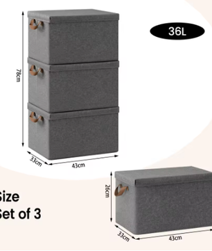 Opvouwbare Stoffen Opbergdozen met Deksel en Handvatten – Set van 3 of 5, Grote Organizer voor Kleding, Dekbedden en Speelgoed