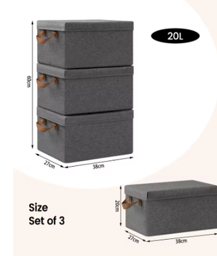 Opvouwbare Stoffen Opbergdozen met Deksel en Handvatten – Set van 3 of 5, Grote Organizer voor Kleding, Dekbedden en Speelgoed