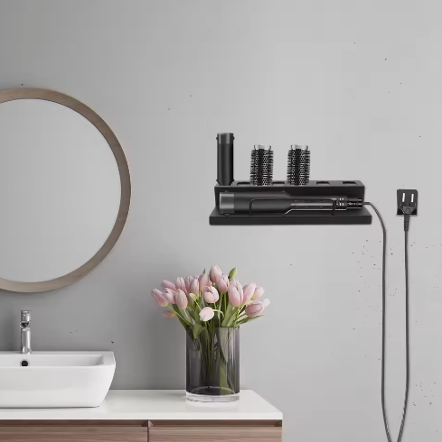 Roestvrijstalen Krultanghouder voor Wandmontage – 7-Slots Haargereedschap Organizer met Snoerhaak